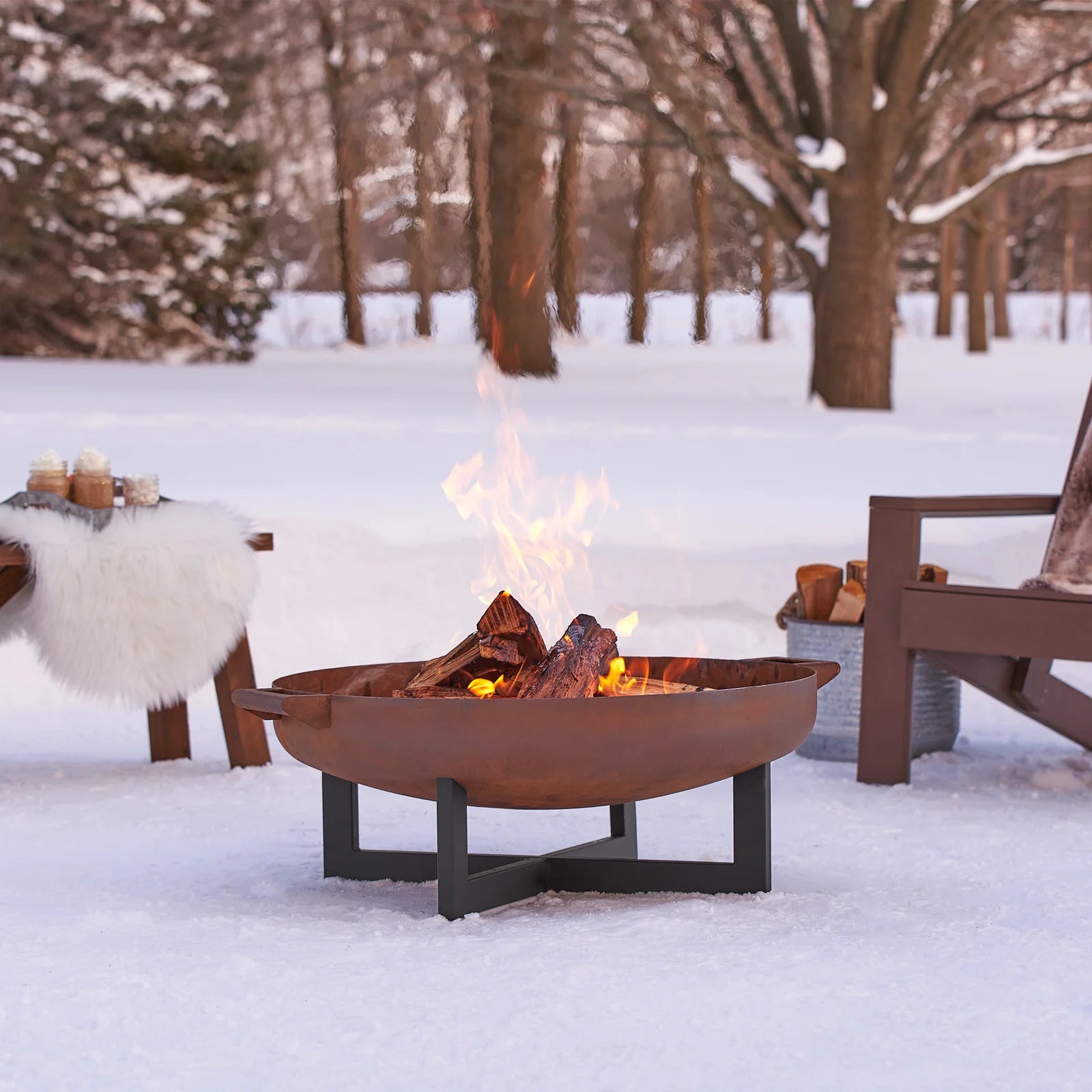 21" H x 36.8" W Steel Wood Burning Outdoor Fire Pit